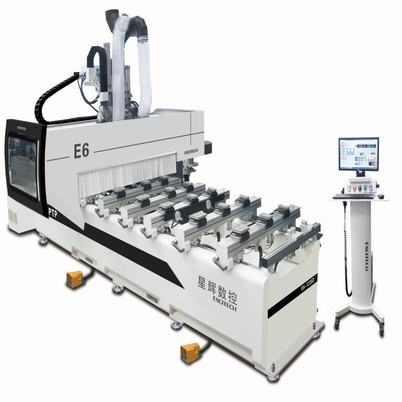 दरवाजा ड्रिलिंग आणि राउटरिंगसाठी E6 PTP वुडवर्किंग CNC राउटर
